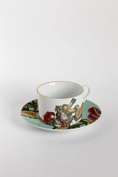 Animalia, Tea Set with Six Contemporary Porcelains with Decorative Design