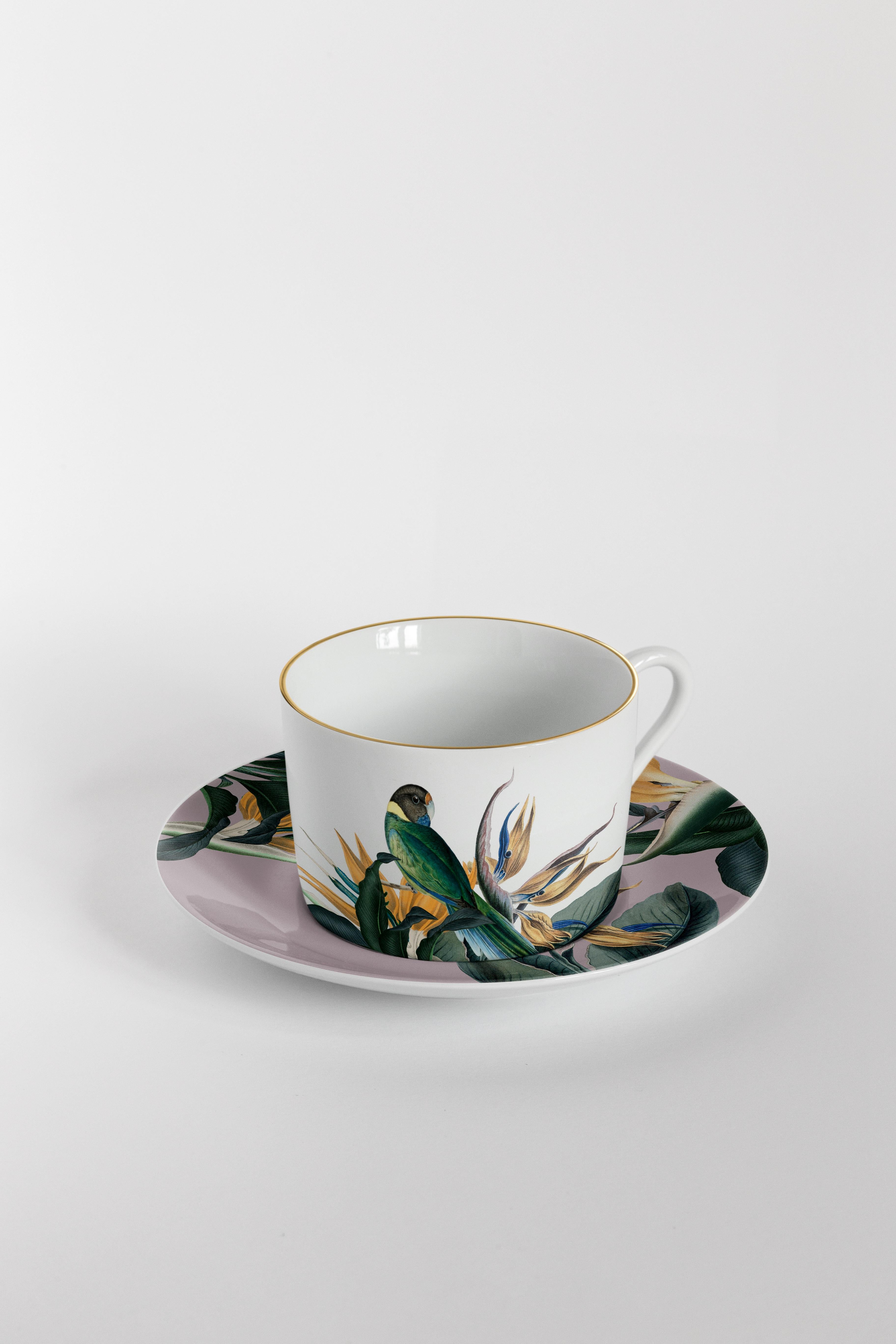 Italian Animalia, Tea Set with Six Contemporary Porcelains with Decorative Design For Sale