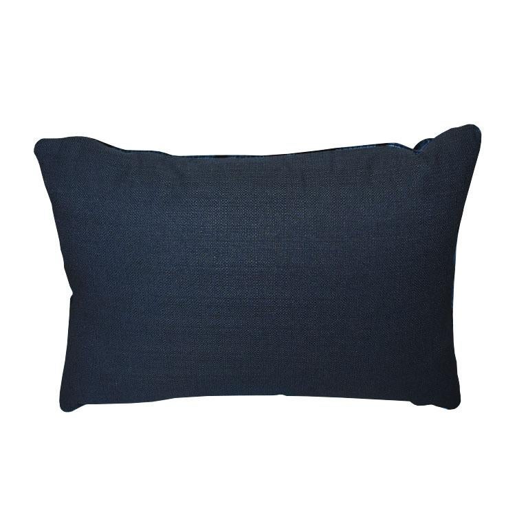 Contemporary Animalia Tiger Print Down Filled Lumbar Pillow in Navy Blue and Black For Sale