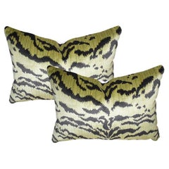 Animalia Tiger Print Down Filled Pillow in Green and Black after Scalamandre