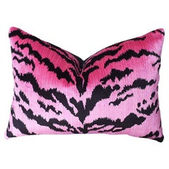 Animalia Tiger Print Down Filled Pillow in Pink and Black