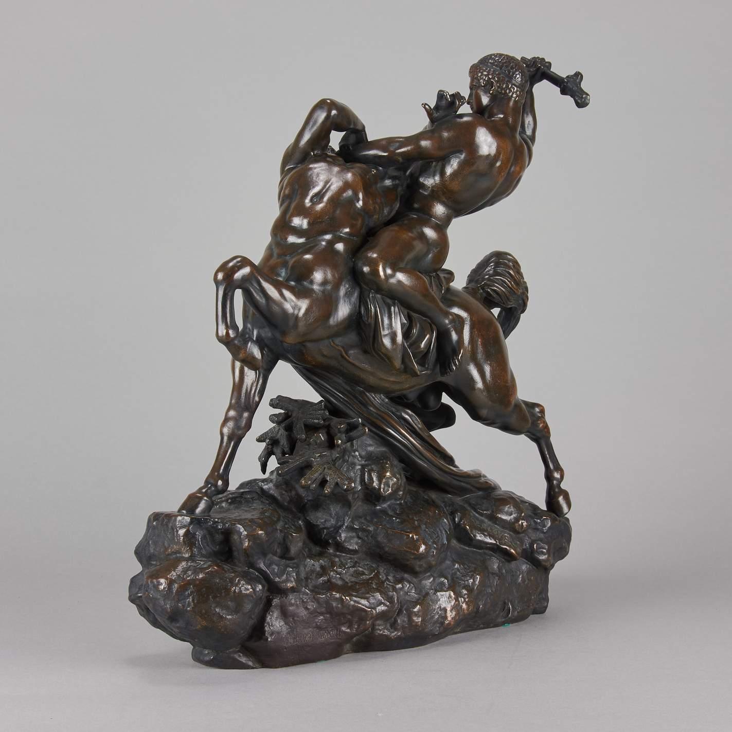 Victorian Animalier Bronze Group Entitled 'Theseus & The Centaur' by Antoine L Barye