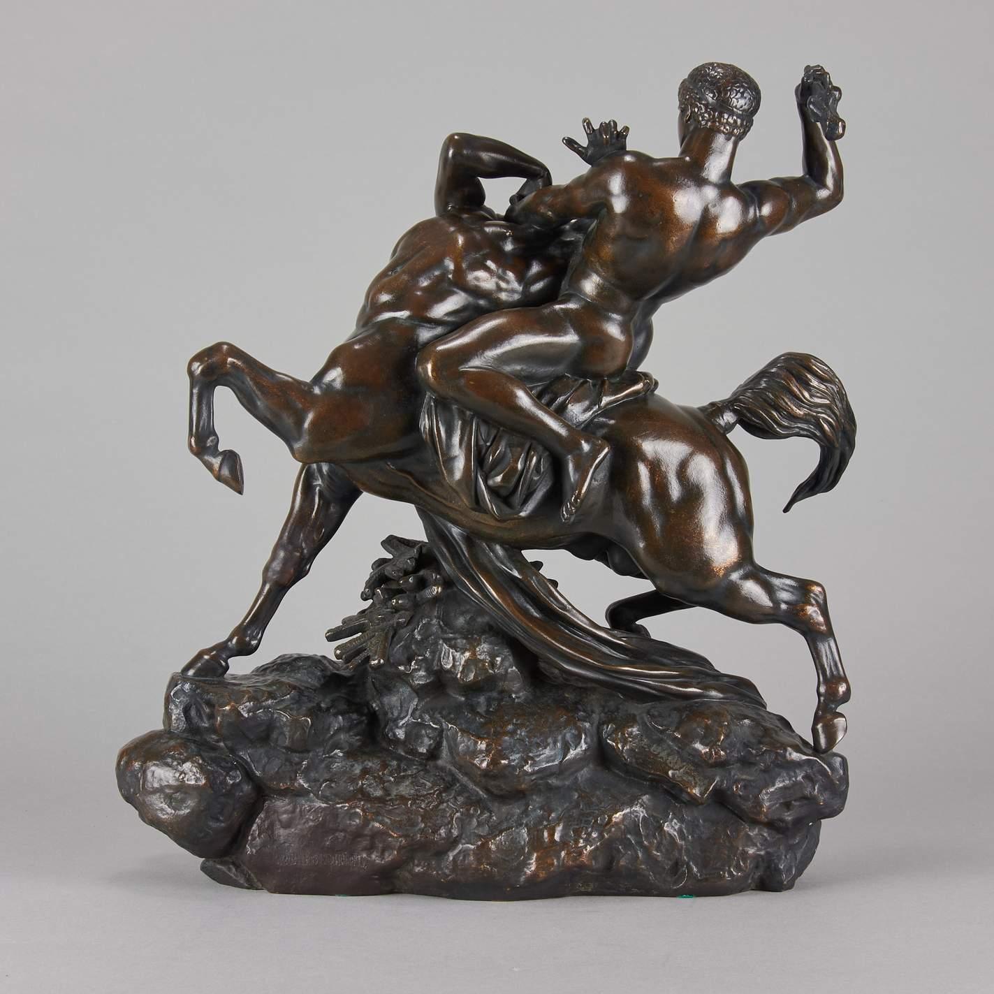 French Animalier Bronze Group Entitled 'Theseus & The Centaur' by Antoine L Barye