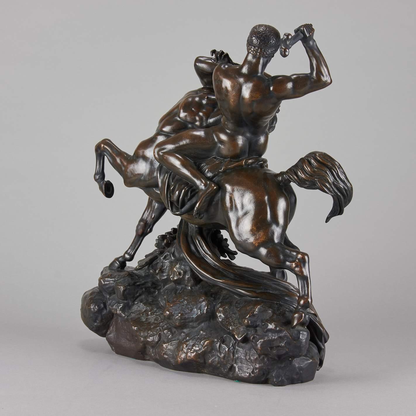 Cast Animalier Bronze Group Entitled 'Theseus & The Centaur' by Antoine L Barye