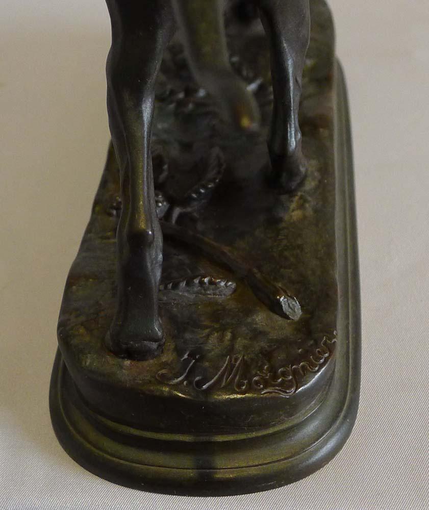 French Animalier Bronze of a Pointer by Jules Moingiez For Sale