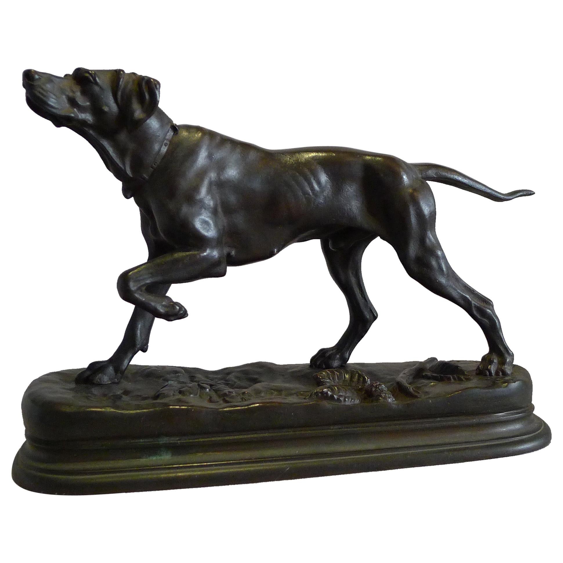 Animalier Bronze of a Pointer by Jules Moingiez