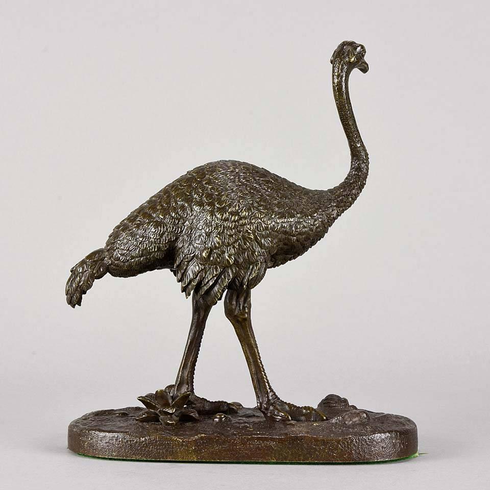 Cast Animalier Bronze of an Ostrich by Alfred Barye
