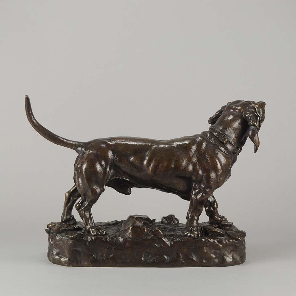 Animalier French Bronze 'Standing Basset' by Jules Moigniez In Excellent Condition In London, GB