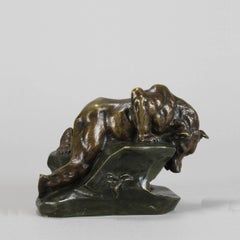Animalier Bronze Sculpture Entitled "Bear and Rabbit" by Charles Paillet