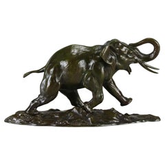 Animalier Bronze Sculpture Entitled "Éléphant En Charge" by Ernest Adnin