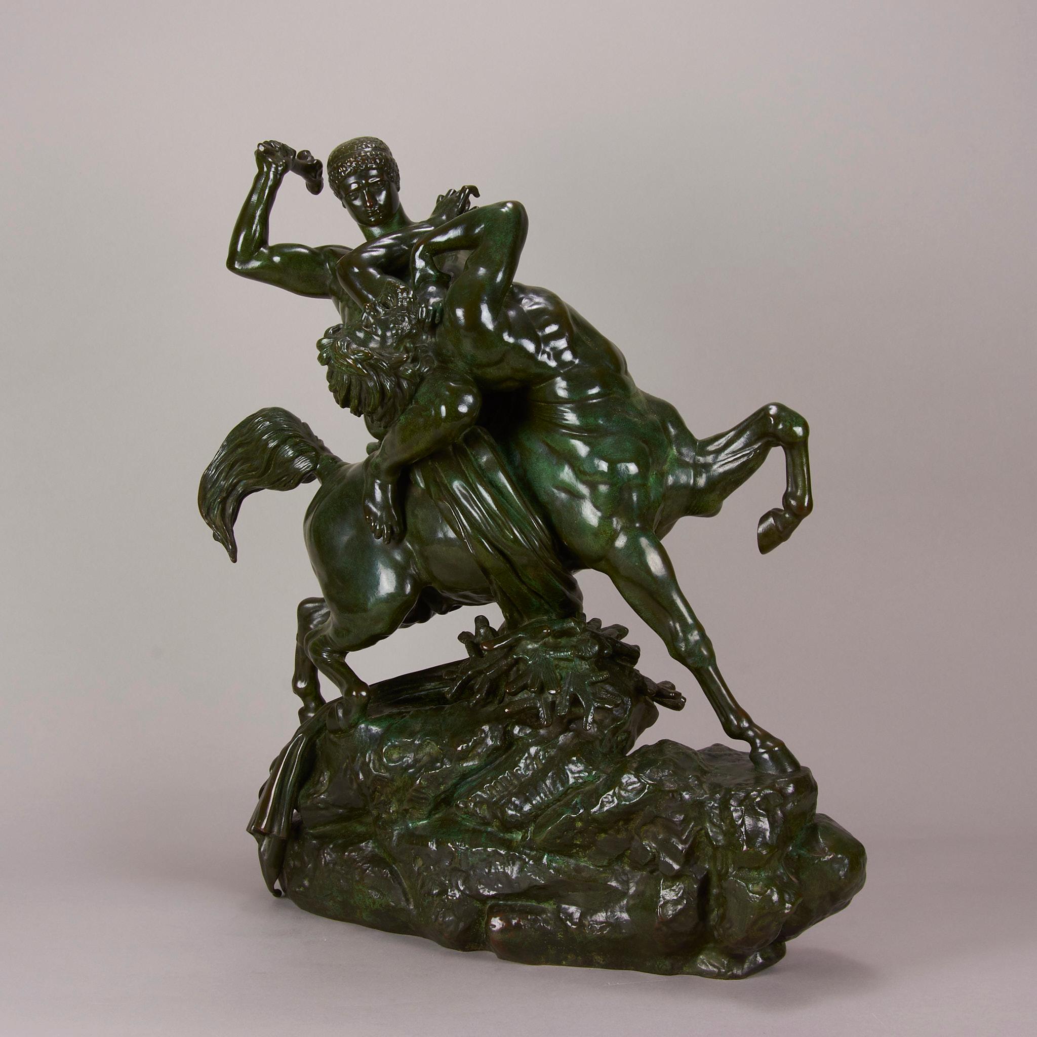 Art nouveau Sculpture animalière Thésée et le Centaure d'Antoine L Barye en vente
