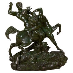 Vintage Animalier Bronze Sculpture "Theseus & The Centaur" by Antoine L Barye