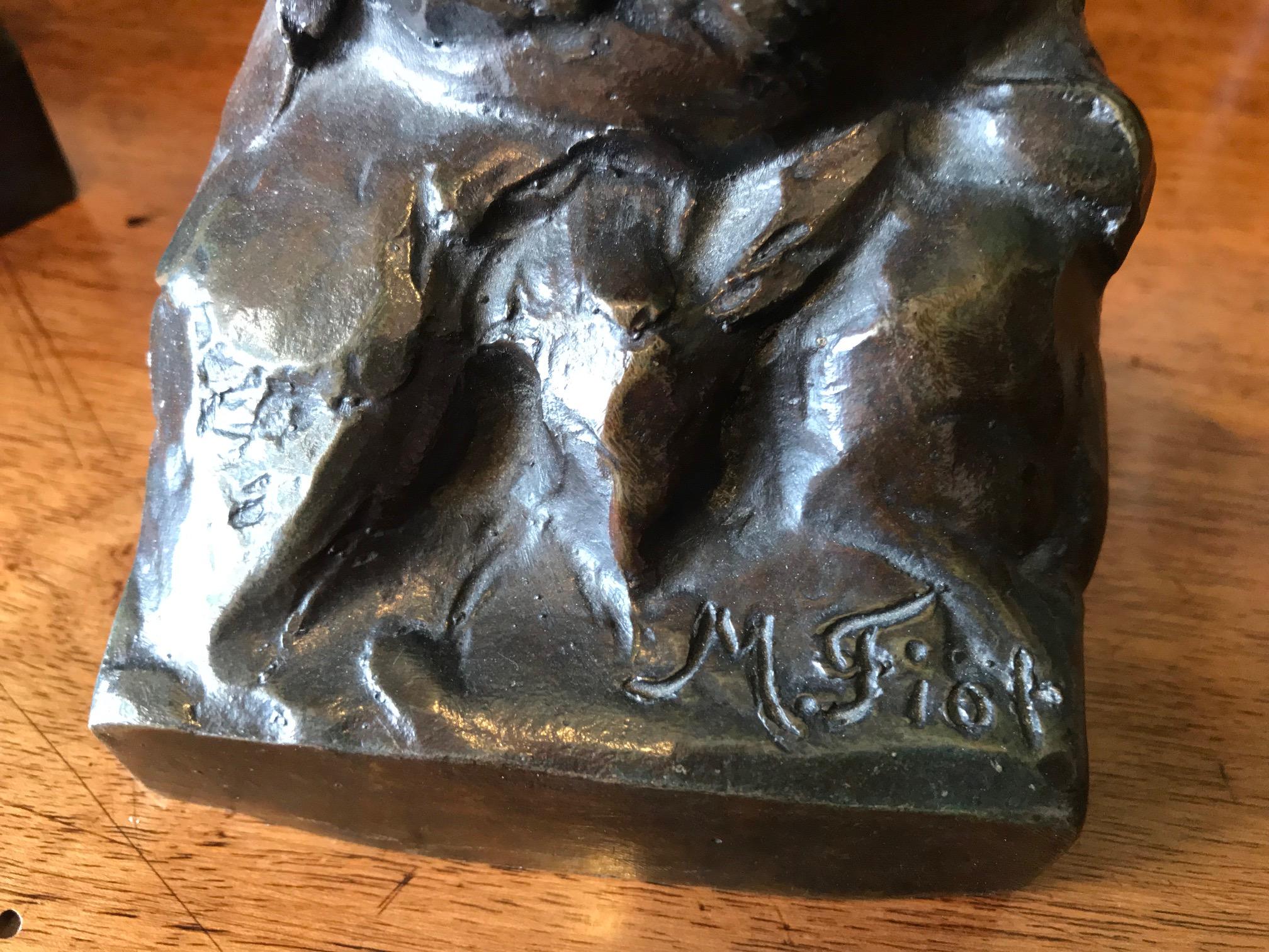 Animalier Bronze Sculptures of Scotties Dog Bookend by Maximillien Fiot Art Deco 1