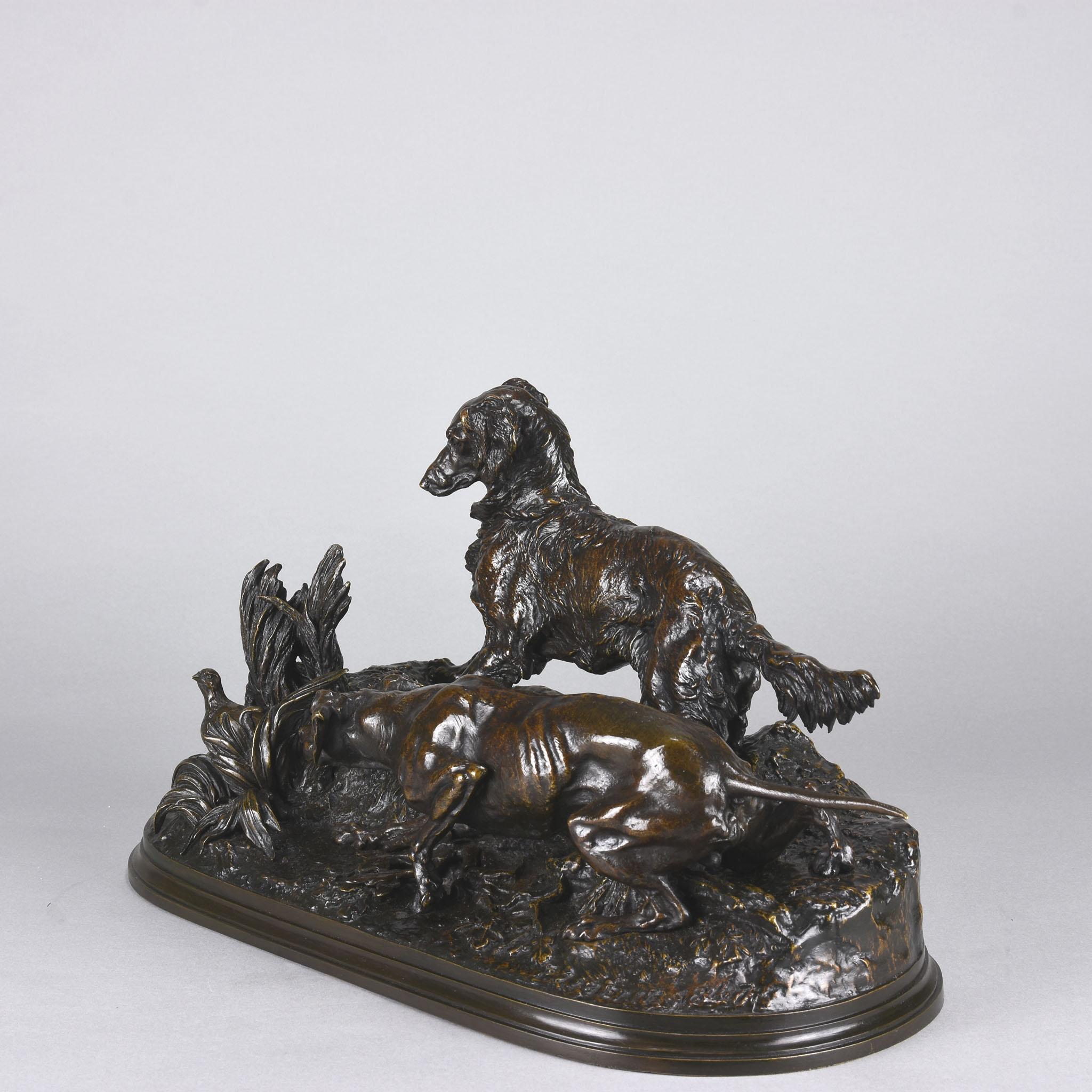 Étude en bronze animalier intitulée ''Chasse à la Perdrix'' par Pierre-Jules Mêne en vente 2