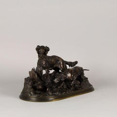 Animalier Bronze Study Entitled 'Chasse à la Perdrix' by Pierre-Jules Mêne