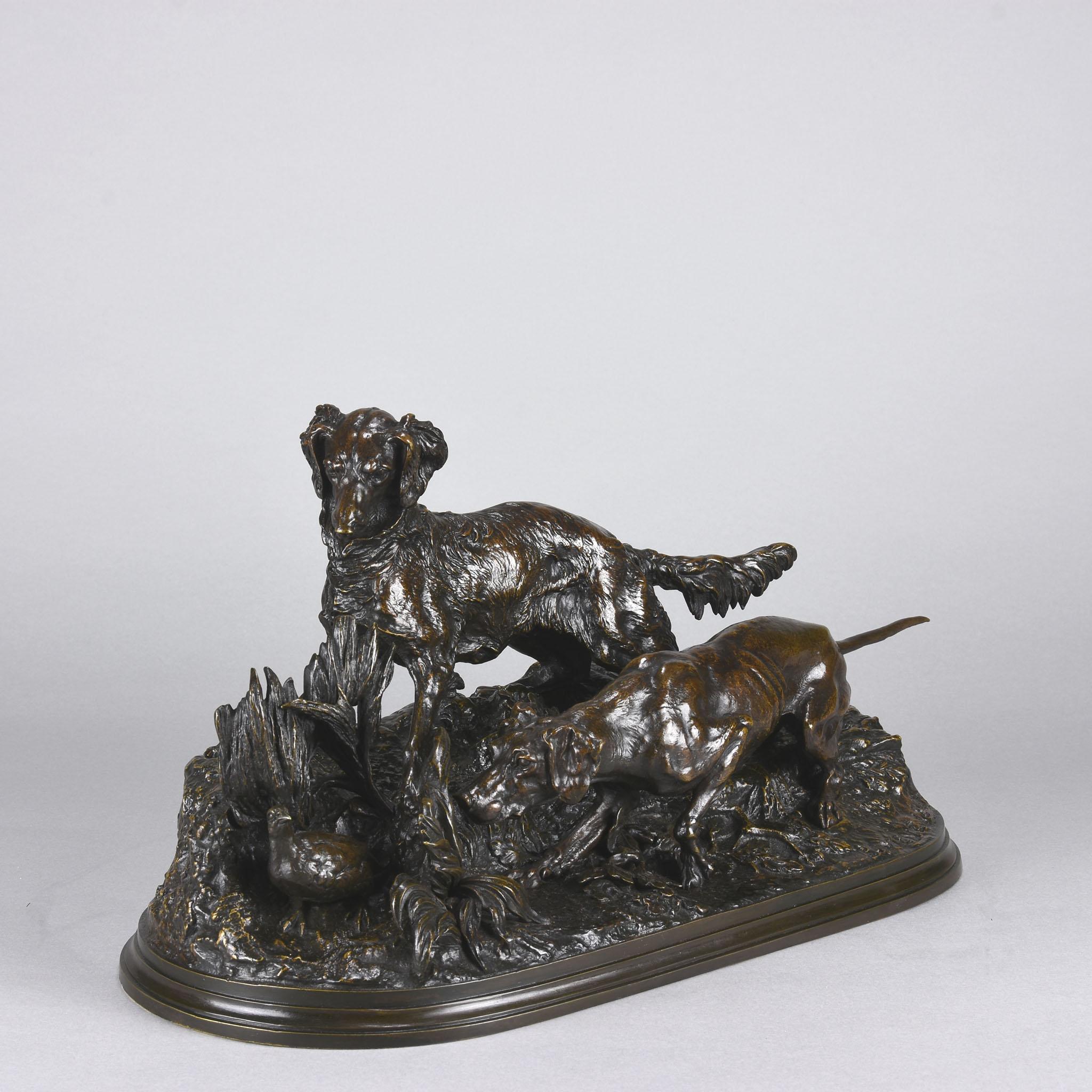 Français Étude en bronze animalier intitulée ''Chasse à la Perdrix'' par Pierre-Jules Mêne en vente