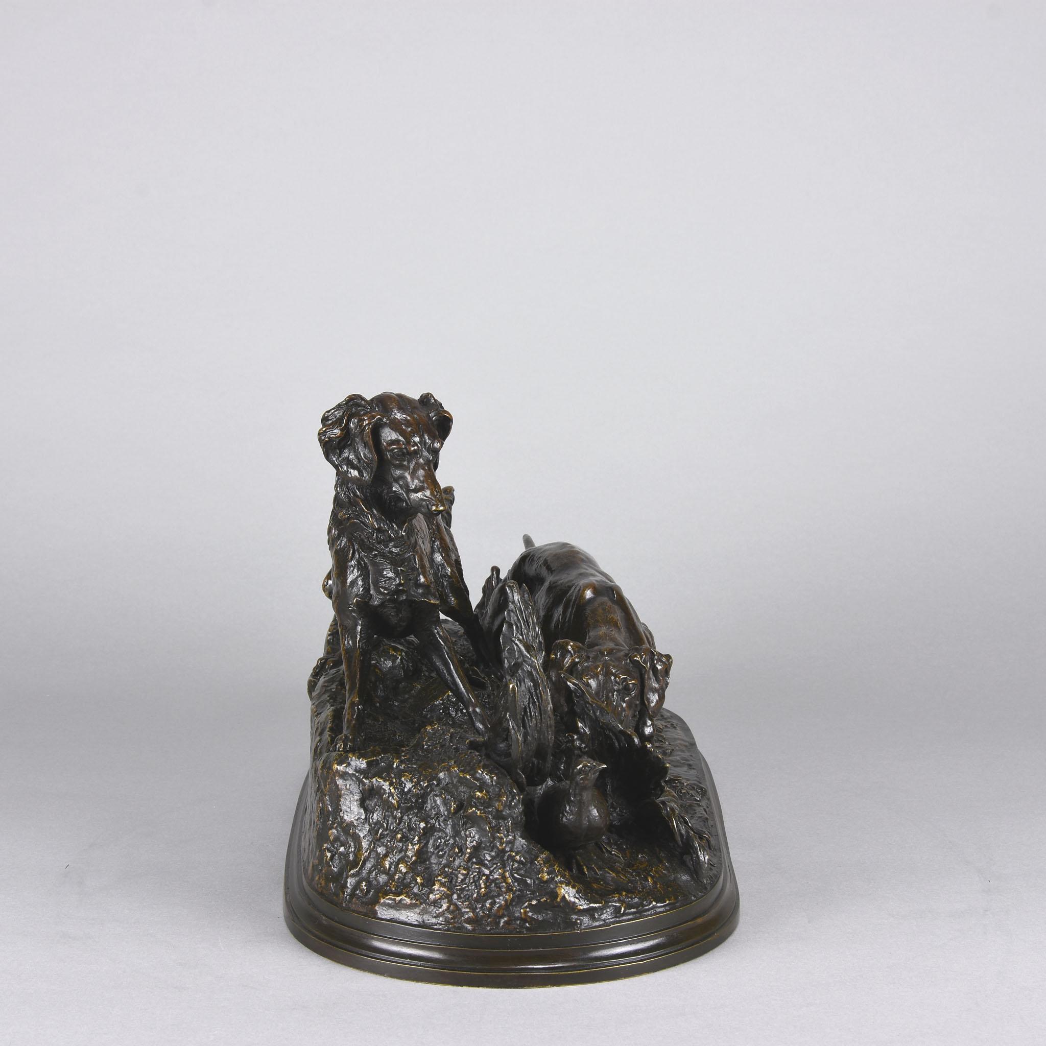 Moulage Étude en bronze animalier intitulée ''Chasse à la Perdrix'' par Pierre-Jules Mêne en vente
