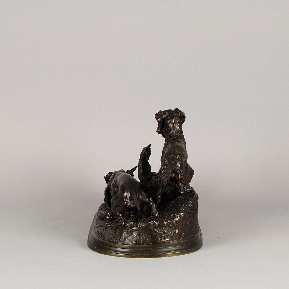 Cast Animalier Bronze Study Entitled 'Chasse à la Perdrix' by Pierre-Jules Mêne