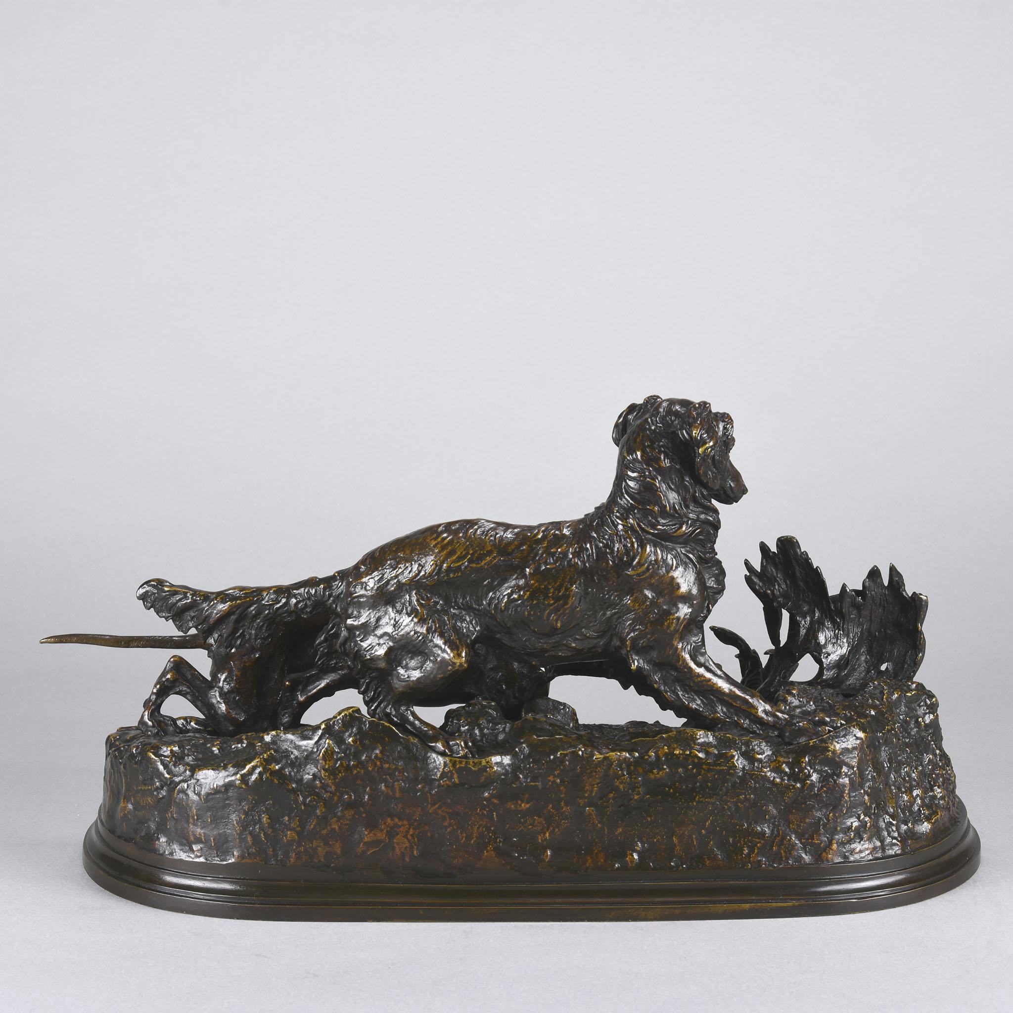 Milieu du XIXe siècle Étude en bronze animalier intitulée ''Chasse à la Perdrix'' par Pierre-Jules Mêne en vente