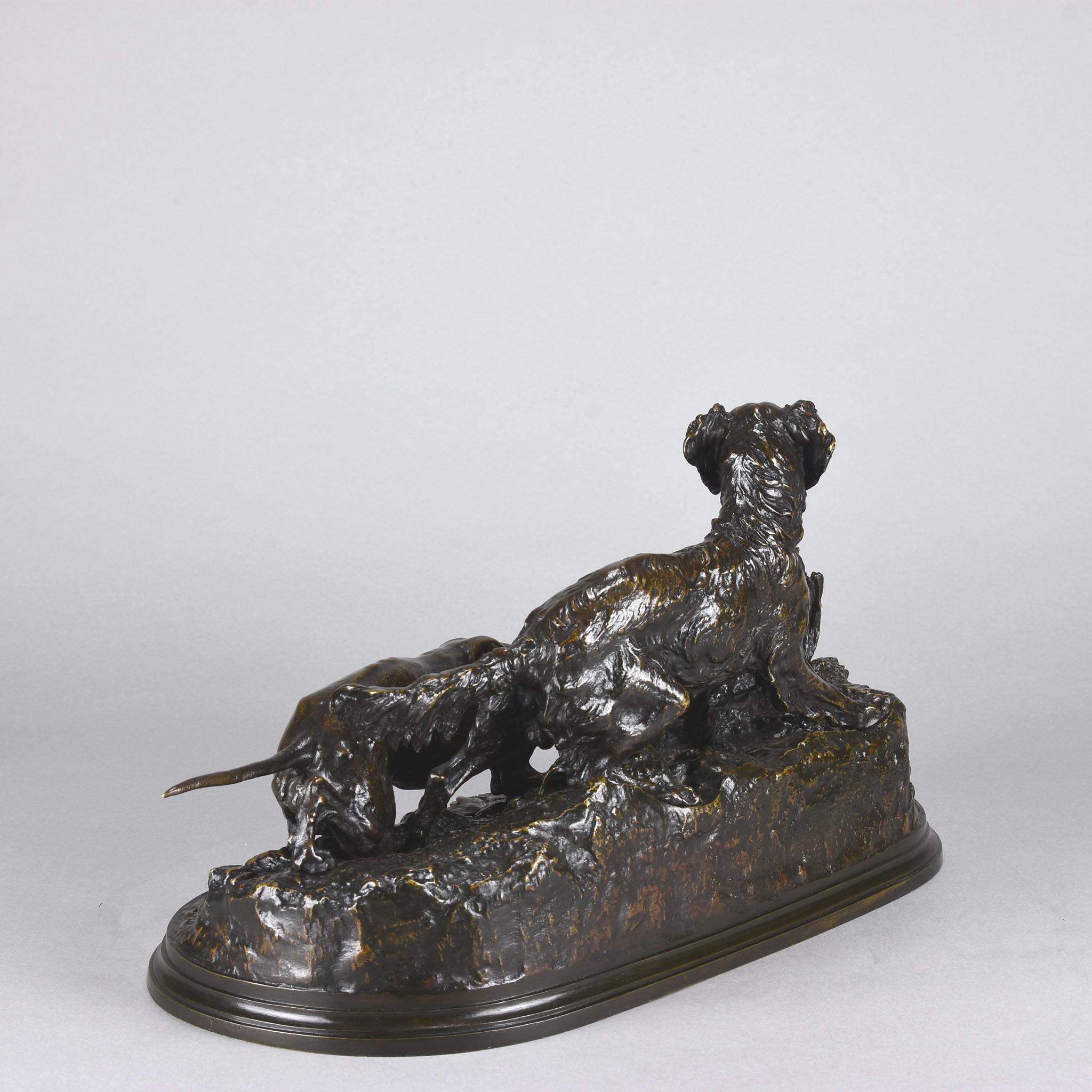 Mid-19th Century Animalier Bronze Study Entitled 'Chasse à la Perdrix' by Pierre-Jules Mêne For Sale