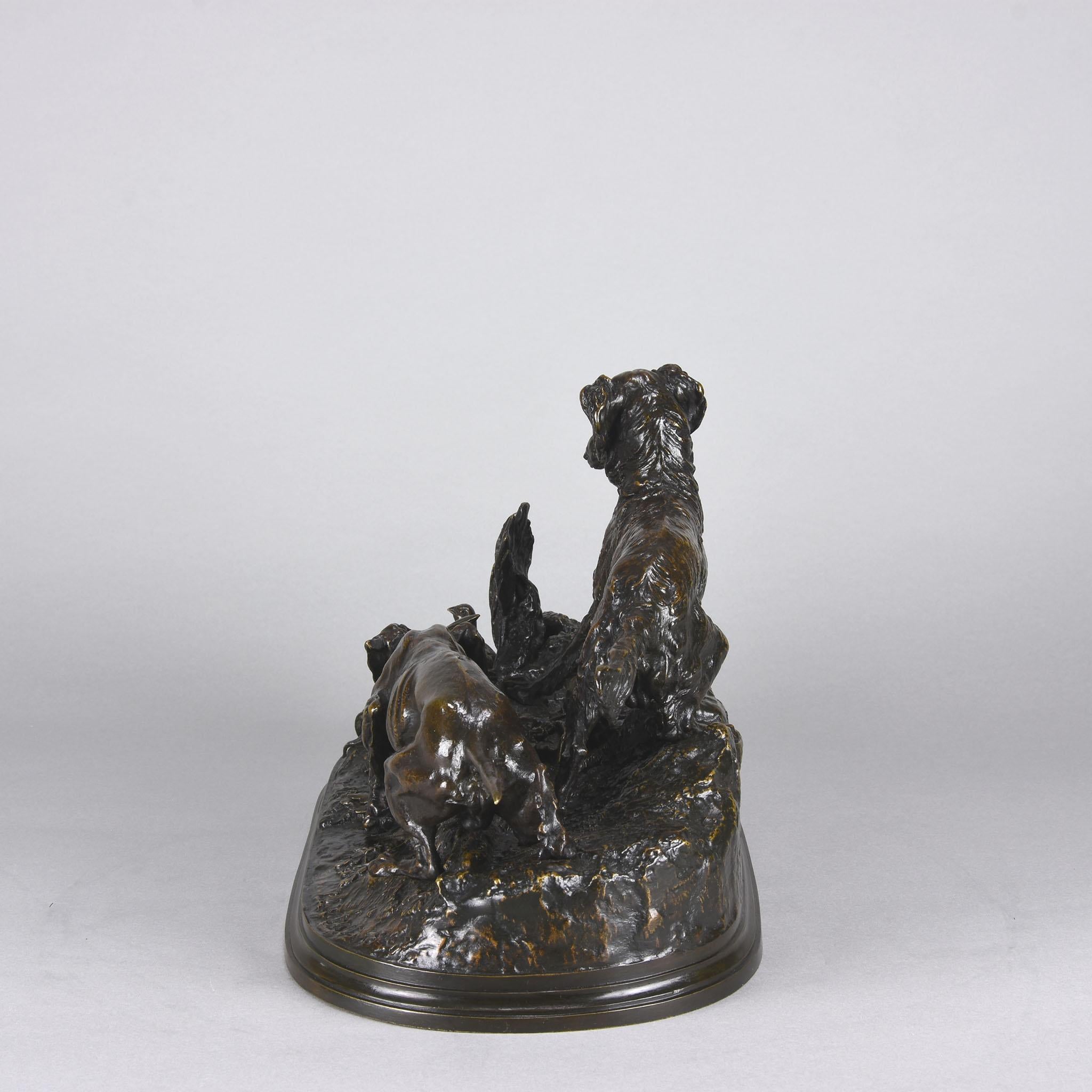 Animalier Bronze Study Entitled 'Chasse à la Perdrix' by Pierre-Jules Mêne For Sale 1