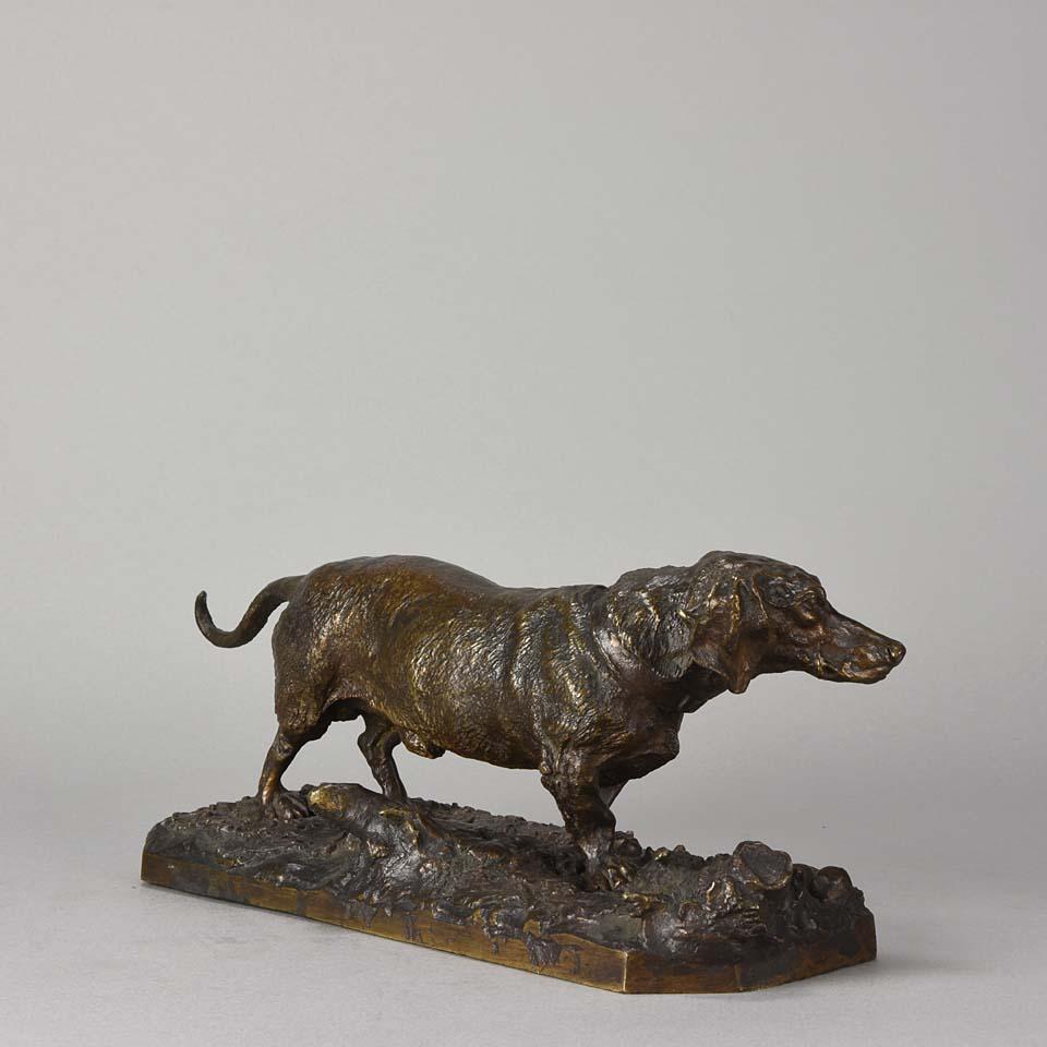 French Animalier Bronze Study Entitled 'Chien Basset À Jambes Torses' by P J Mêne