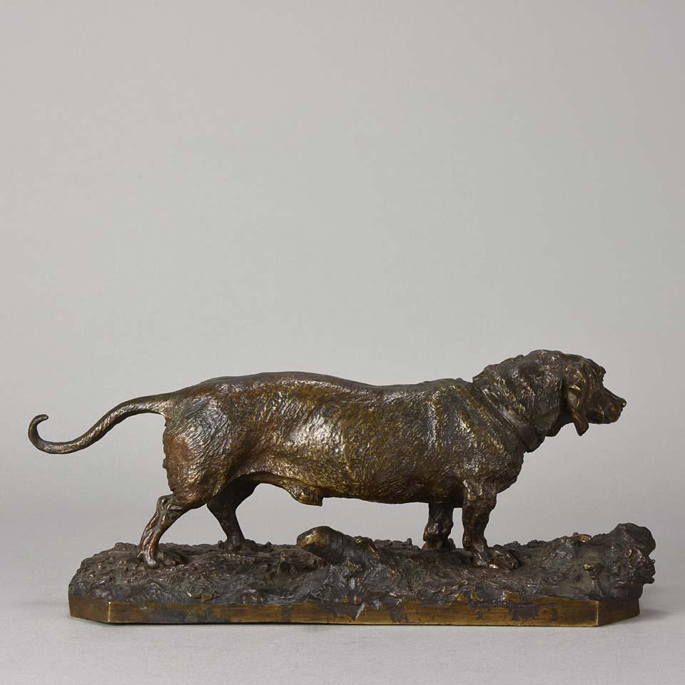Cast Animalier Bronze Study Entitled 'Chien Basset À Jambes Torses' by P J Mêne
