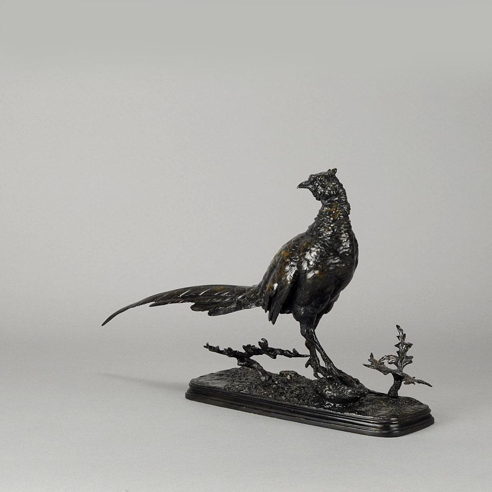Very fine 19th Century French Animaliers bronze study of a standing pheasant raised on a naturalistic base with rich dark brown patina and intricate surface detail, signed Pautrot and inscribed Paris 1870

ADDITIONAL INFORMATION
Height:             