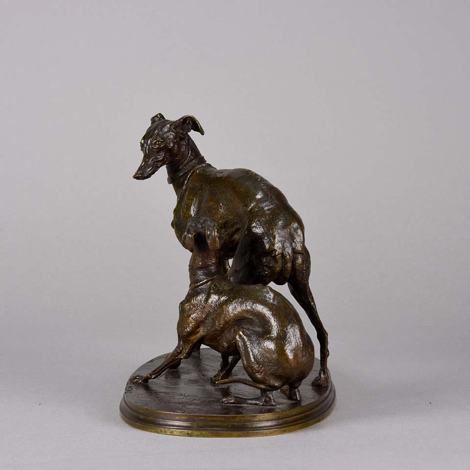 Mid-19th Century Animalier Bronze Study Entitled 'Jiji & Giselle' by Pierre Jules Mêne