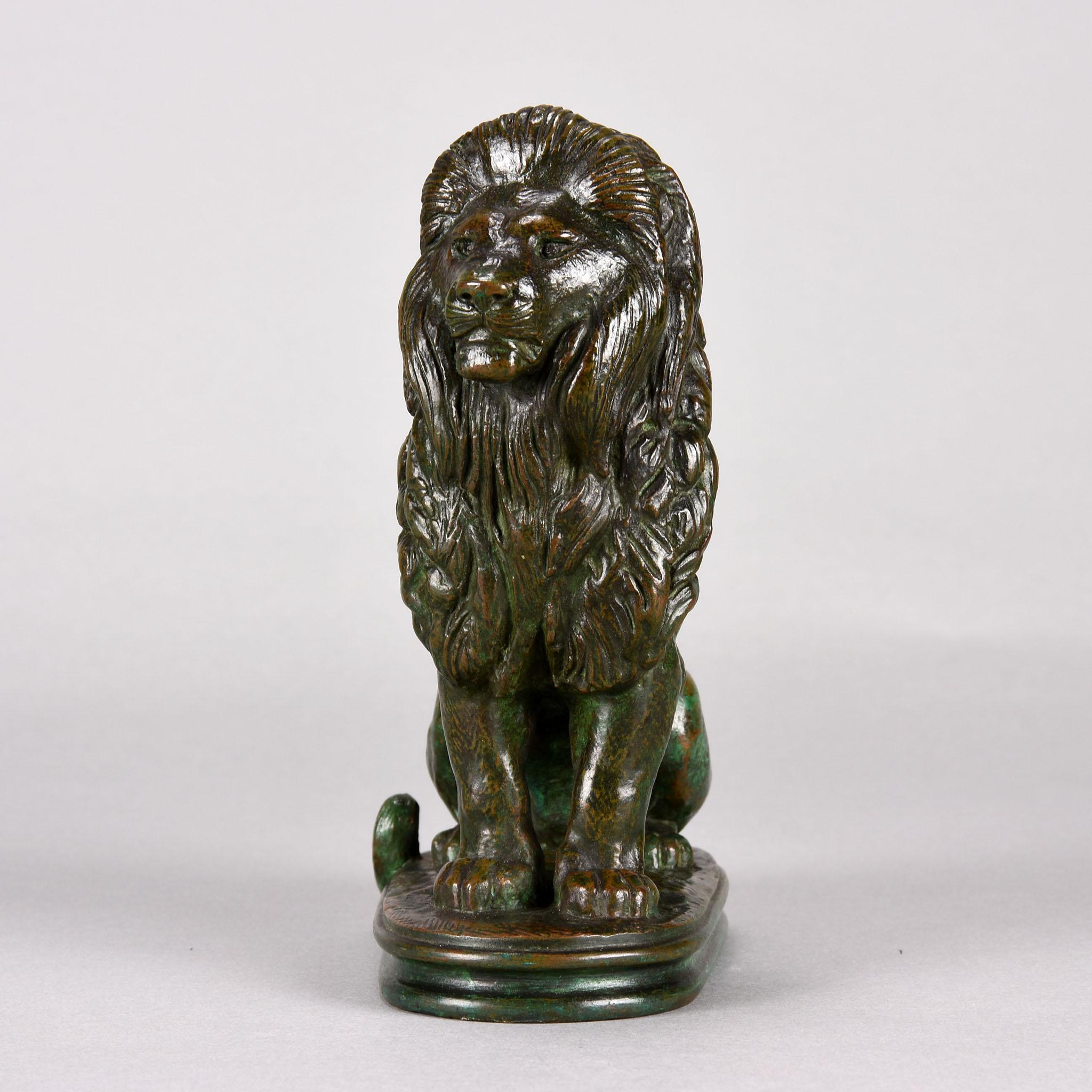 Victorian Animalier Bronze Study Entitled 'Lion Assis No 3' by Antoine L Barye