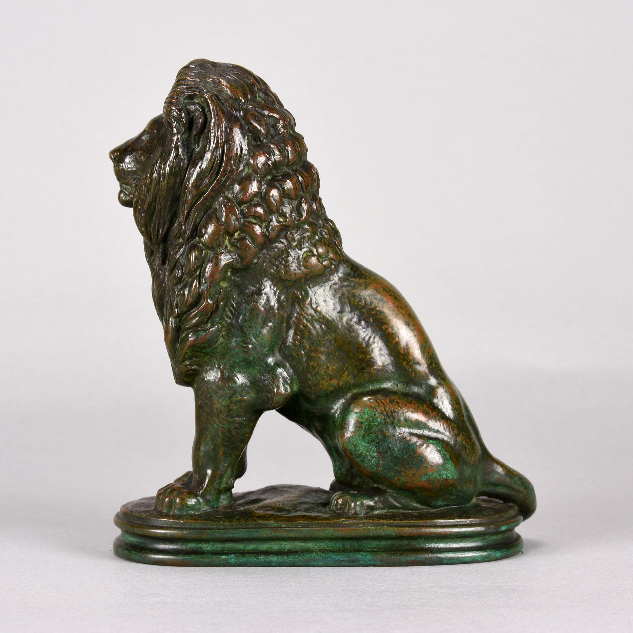 Cast Animalier Bronze Study Entitled 'Lion Assis No 3' by Antoine L Barye