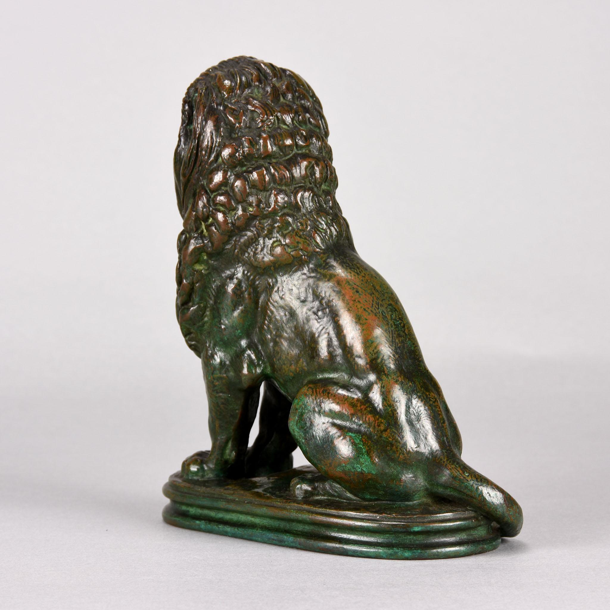 Animalier Bronze Study Entitled 'Lion Assis No 3' by Antoine L Barye In Excellent Condition In London, GB
