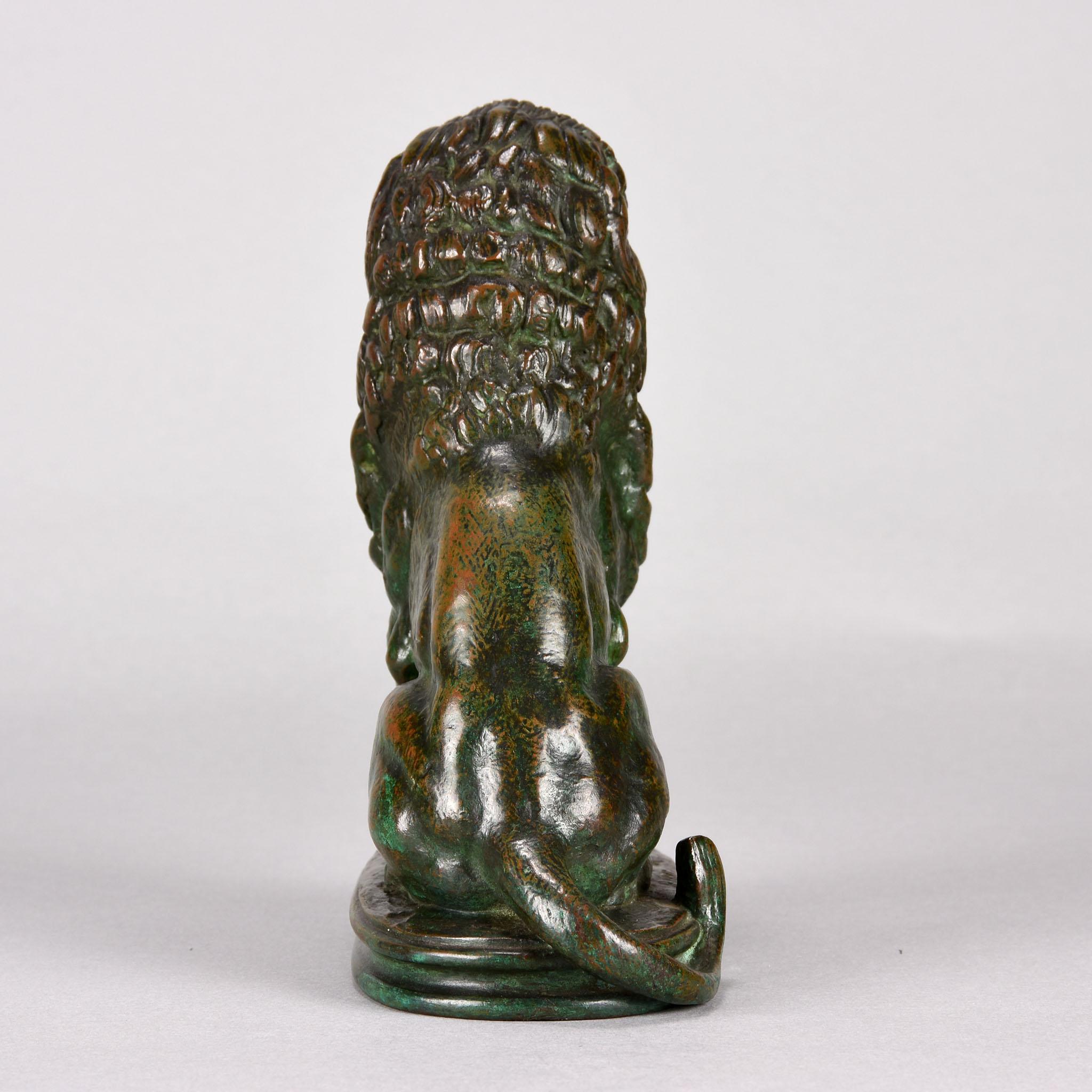 Mid-19th Century Animalier Bronze Study Entitled 'Lion Assis No 3' by Antoine L Barye
