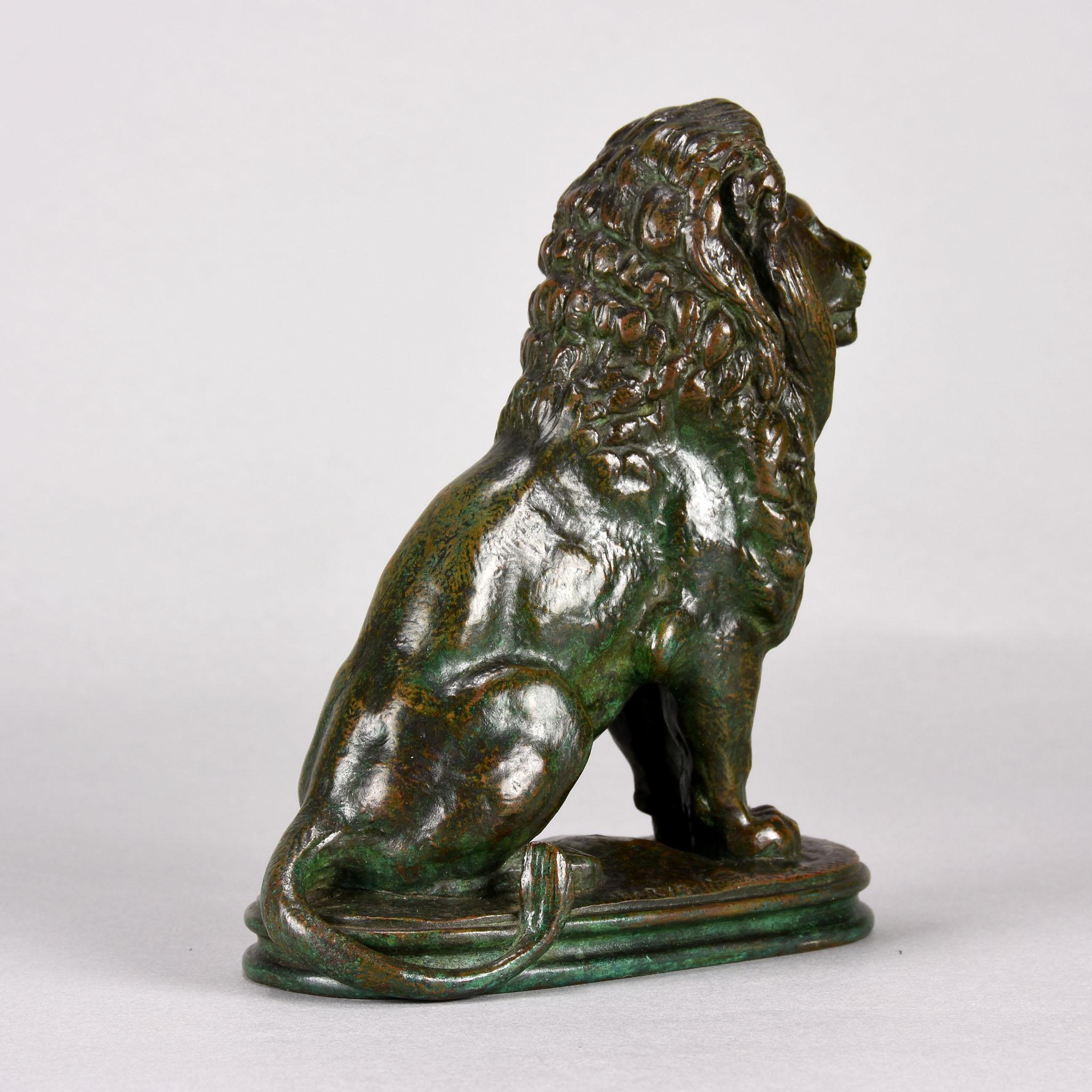 Animalier Bronze Study Entitled 'Lion Assis No 3' by Antoine L Barye 1