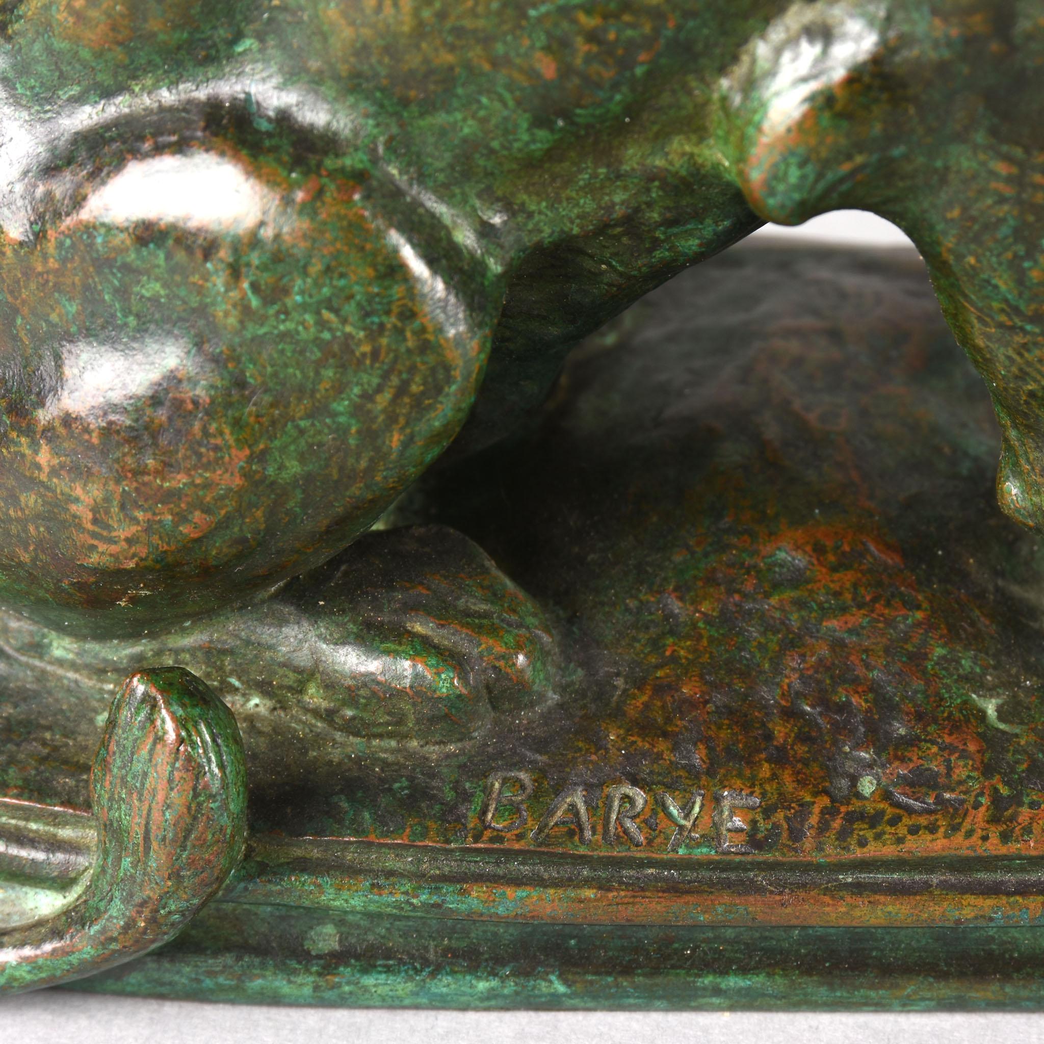 Animalier Bronze Study Entitled 'Lion Assis No 3' by Antoine L Barye 2