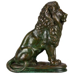 Animalier Bronze Study Entitled 'Lion Assis No 3' by Antoine L Barye