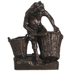 Antique Animalier Bronze Study Entitled "Singe Avec Des Paniers” by Christophe Fratin