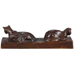 Animalier French Cast Bronze Study "Dos à Dos Chats" by Théophile Steinlen