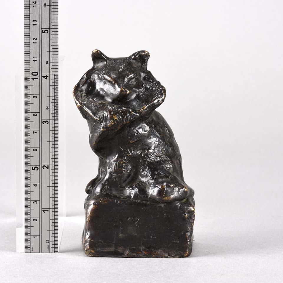 Animalier French Cast Bronze Study of a Seated Cat by Théophile Steinlen 5