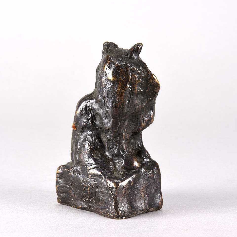 Animalier French Cast Bronze Study of a Seated Cat by Théophile Steinlen In Excellent Condition In London, GB