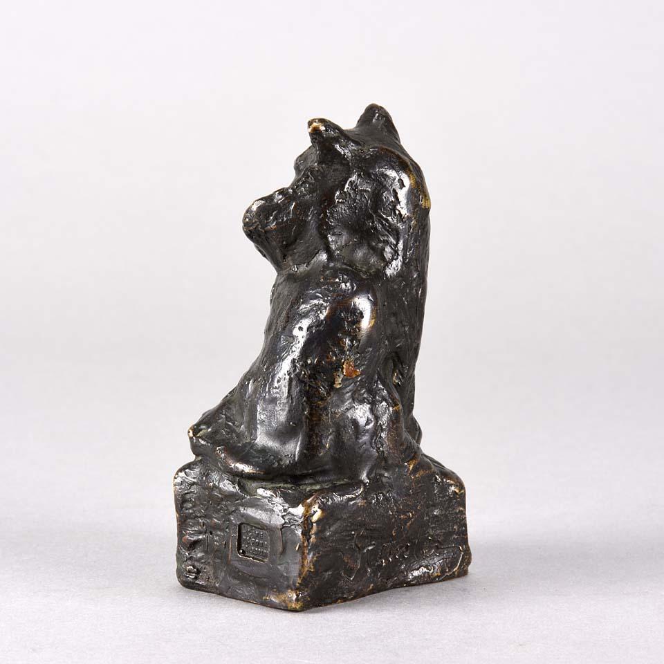 Animalier French Cast Bronze Study of a Seated Cat by Théophile Steinlen 1