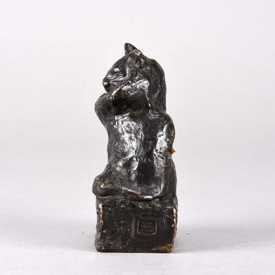 Animalier French Cast Bronze Study of a Seated Cat by Théophile Steinlen 2