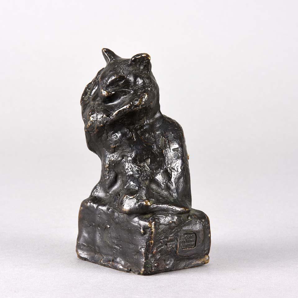 Animalier French Cast Bronze Study of a Seated Cat by Théophile Steinlen 3
