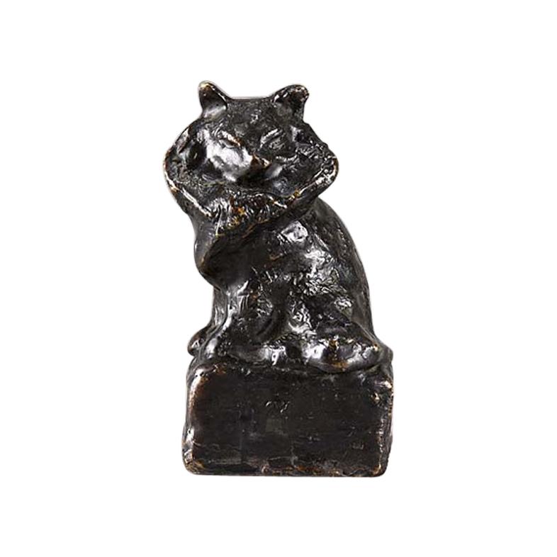 Animalier French Cast Bronze Study of a Seated Cat by Théophile Steinlen