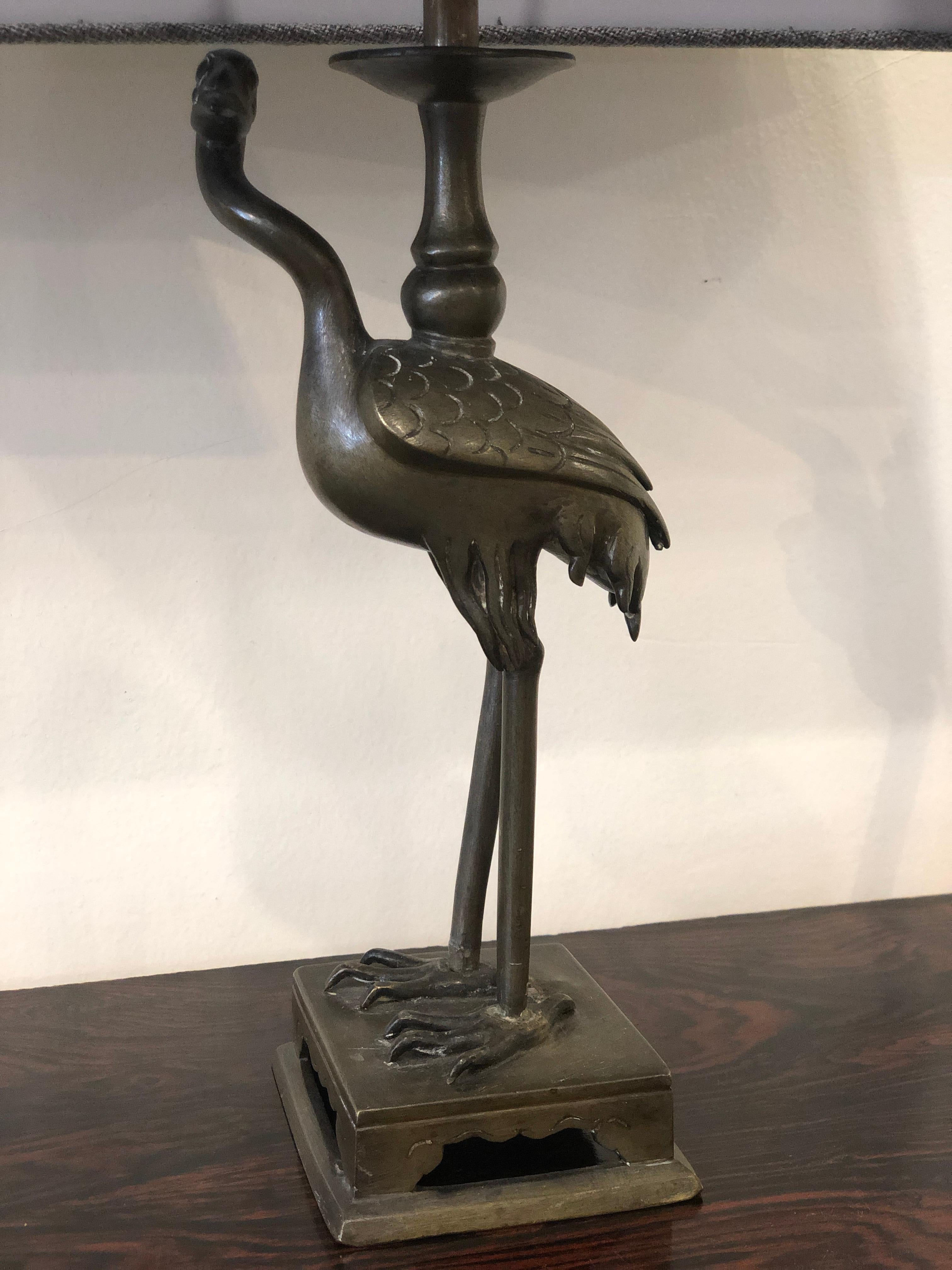 Animalier Small Bronze Herons Shaped Table Lamps 6