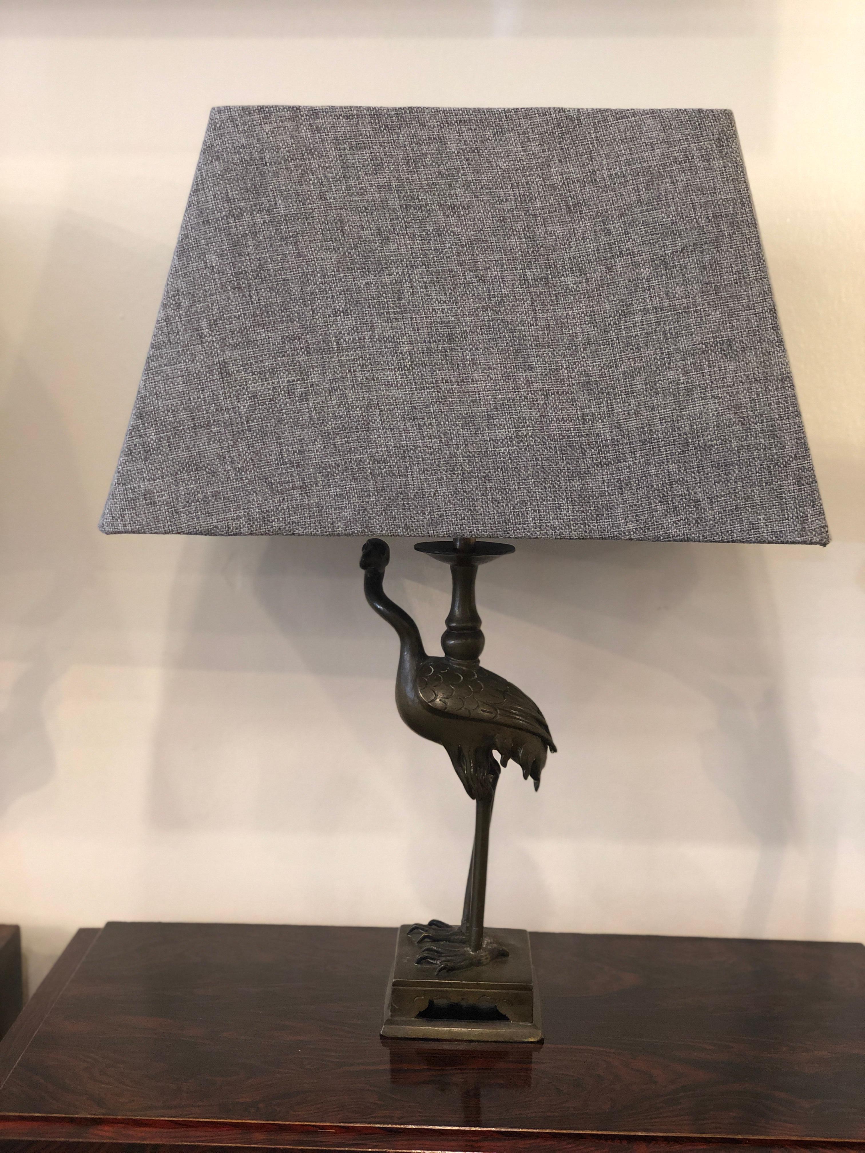Animalier Small Bronze Herons Shaped Table Lamps 8