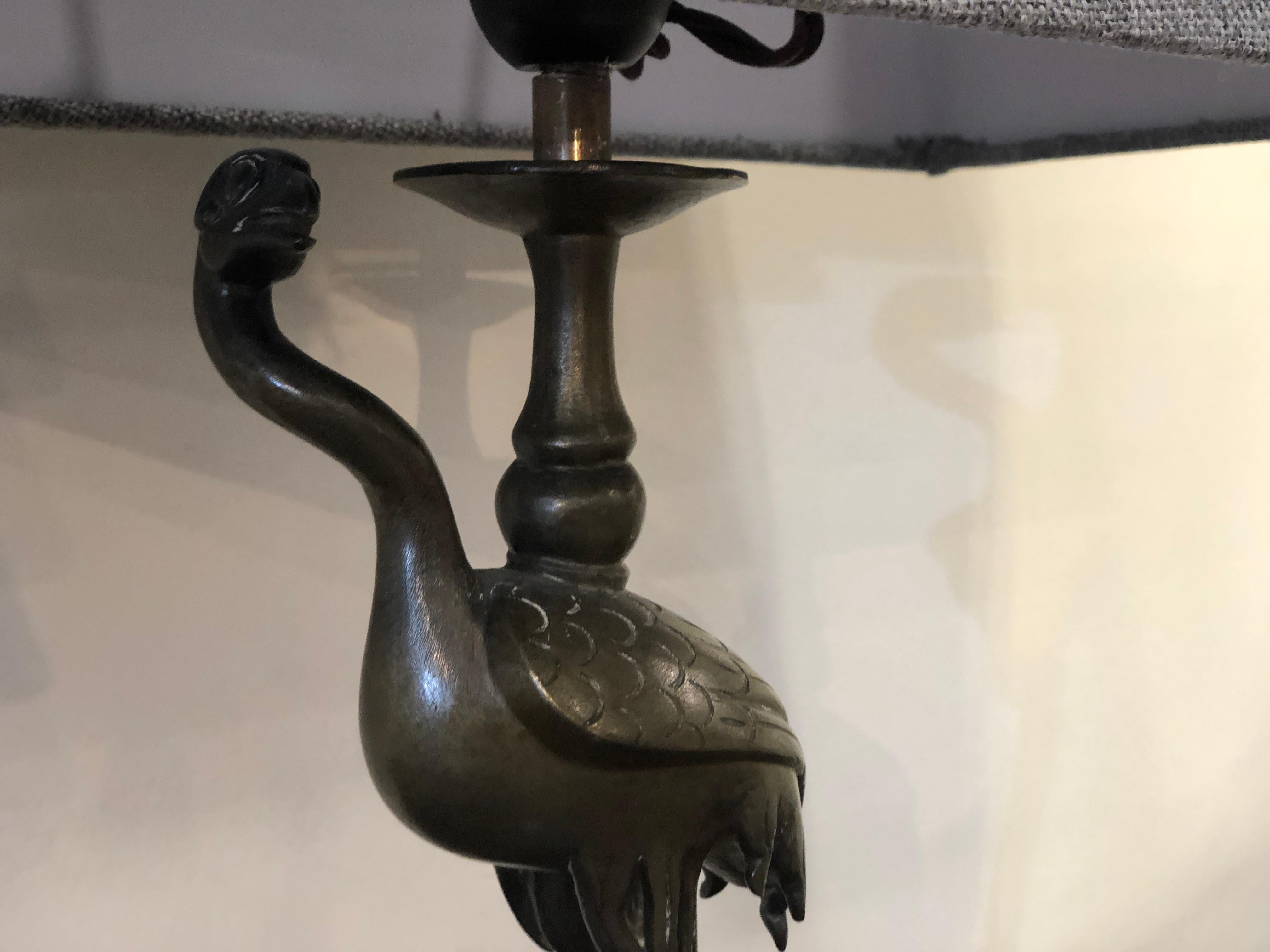 Animalier Small Bronze Herons Shaped Table Lamps 3