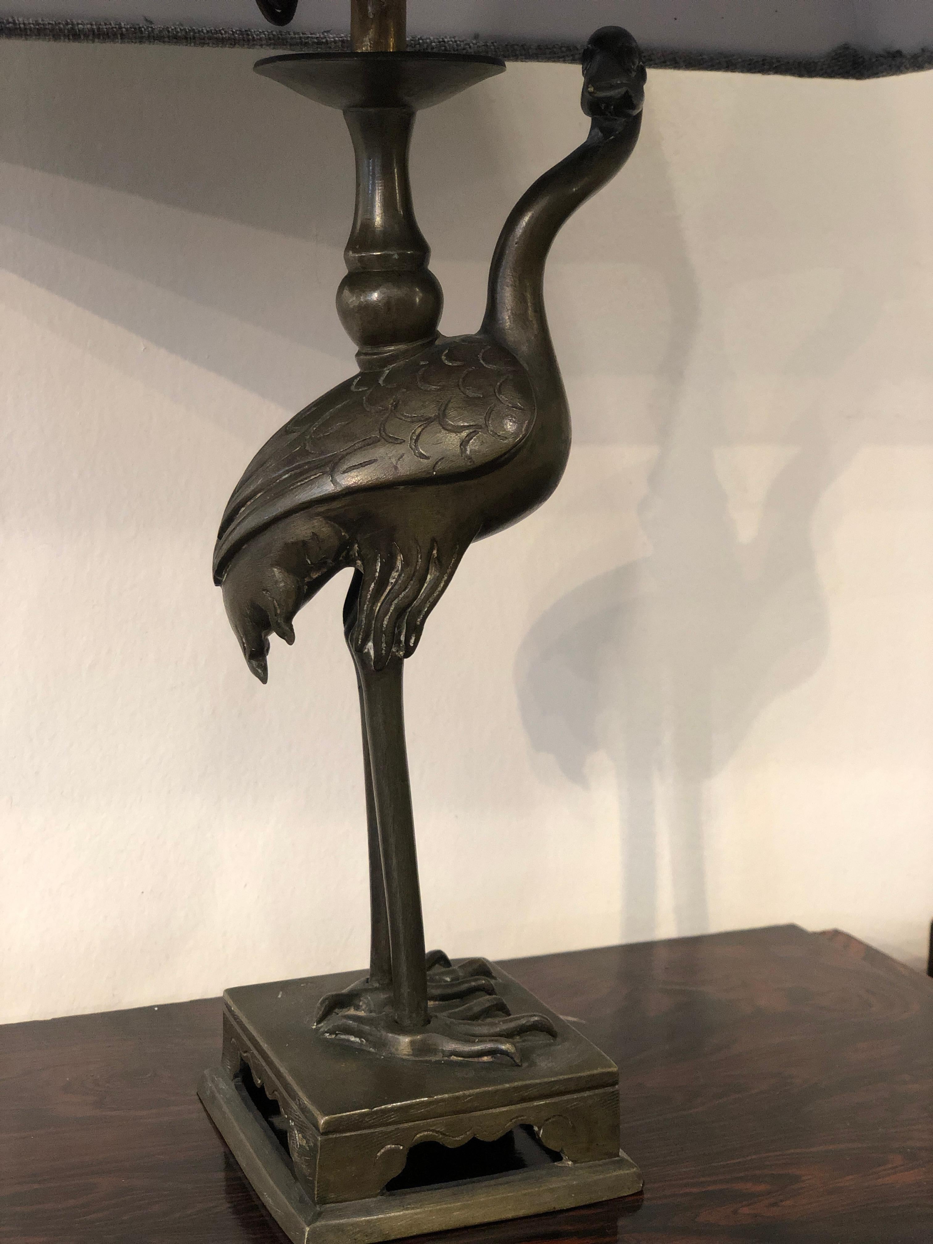 Animalier Small Bronze Herons Shaped Table Lamps 4