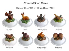 Animals Set of 8 Majolica Covered Soup Plates Designed by Aude Clément