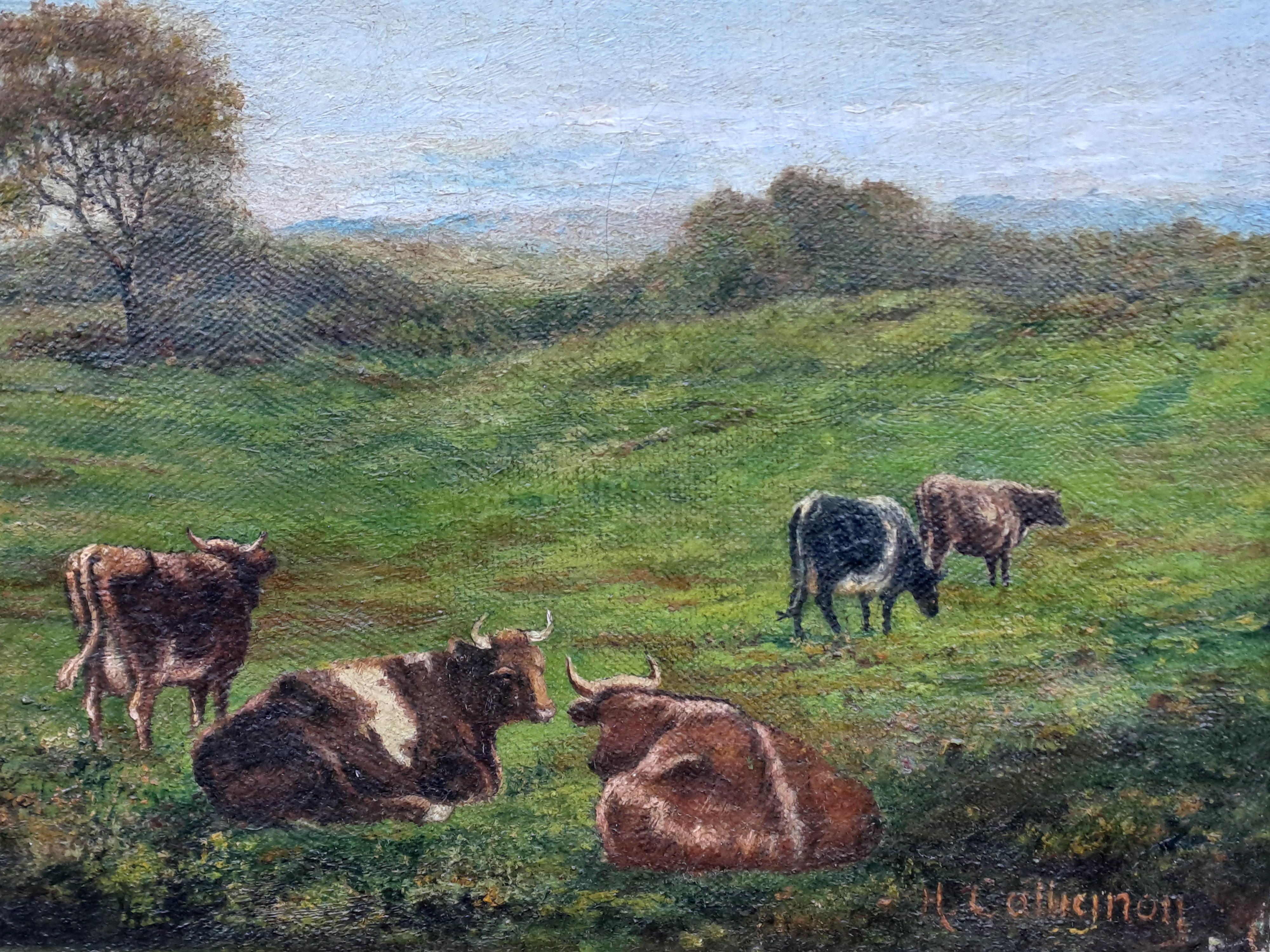 Animated Countryside Landscape - Öl auf Leinwand Signiert Collignon im Zustand „Gut“ im Angebot in BARSAC, FR